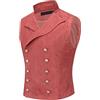 YFFUSHI Gilet in Pelle Scamosciata da Abito per Uomo Doppiopetto Gotico Steampunk Gilet in Velluto da Uomo Cowboy Giacca Senza Maniche, Rosso, XL