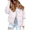 nicticsi Giubbotto Corta da Donna Invernale Caldo Cerniera Cappotto Patchwork di Peluche Casuale Vintage Outerwear con Tasca Tinta Unita Giacche Polsini a Maglia C Bianco XS