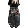 ORANDESIGNE Jeans Baggy Uomo Pantaloni Larghi per Uomo e Ragazzo Stile Skate Rap Baggy Hip Hop Nero Used Stone Wash Scuro B Nero XXL