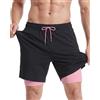 maamgic Costume Uomo Mare 2-in-1 Asciugatura Rapida Slip Interno | Tessuto elasticizzato in quattro direzioni, Pantaloncini da bagno 2 in 1, con tasche con cerniera, per Spiaggia Sportivi