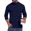 PrinStory Maglia da uomo a maniche lunghe, con scollo rotondo, a collo alto, felpa leggera, Blu mare, M