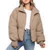 Generico Giubbotto Donna Invernale Piumino Giacca Trapuntata Autunnale Mezza Stagione Giubbino Oversize Bomber Jacket Corto Capispalla Colletto Rialzato Con Tasche Caldo e Rilassato Abbigliamento, Kaki M