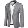 COOFANDY Giacca da uomo, sportiva, per il tempo libero, blazer, business, giacca da lavoro, 1 bottone, tinta unita, vestibilità regolare, grigio chiaro, S