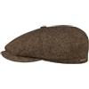 Stetson Hatteras Classic Wool Berretto con Visiera - Coppola da Uomo - con Fodera in Cotone - Cappello Maschile con Motivo a Spina di Pesce - Autunno/Inverno Marrone-Nero 57 cm