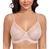 DotVol Donna Minimizer Pizzo Sexy più Dimensione Copertura Completa Underwire Reggiseno Quotidiano(Beige, 3F)