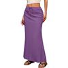 Generic Gonna da donna quotidiana casual elegante tinta unita in stile A, gonna elastica in vita, gonna lunga, gonna a tubino, aderente, Lilla, S
