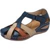 LJFIWY Sandali ortopedici da donna, punta chiusa, morbidi, larghi, sandali estivi per alluce valgo, supporto per arco plantare, in pelle, stile retrò, scarpe romane da giardino, taglie 3-7,5, Blu, 39