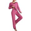 shownicer Pigiama Donna Pigiami Due Pezzi Maniche Lunghe Top e Pantalone Lungo Pigiama Due Pezzi Leggero Pigiami da Notte Sleepwear Casual da Casa A Rosa S