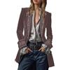 Generisch Giacca vintage da donna in velluto, con scollo a V, ricamata, lunga giacca in velluto, colletto dentellato, cappotti, vittoriano, gotico frack pirata, giacca da pirata, steampunk medievale, O rosa