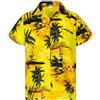 King Kameha Camicia Hawaiana Uomo Maniche Corte - Camicia Uomo Estiva con Stampa Navigare, Camicie Hawaiane da Navigare Leggera e Facile da Lavare - Surf, Yellow, 7XL