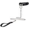 NICEYEA Set girocollo e guinzaglio in pelle nera vintage da donna, con collare a campana e guinzaglio, set collana in morbida pelle sintetica per Halloween gotico cosplay