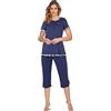 e.Femme Pigiama da Donna Marion 310, Manica Corta, 50% Cotone e 50% Modal, A Pois marini, 48