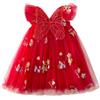 UUAISSO Vestito Tutu Bambina Senza Maniche Vestito Tulle Farfalla Ricamo Festa Compleanno Principessa Vestito Estivo Rosso 4-5 anni