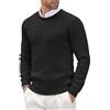 Generisch Maglione a maglia da uomo in cotone, Pullover Slim Fit Elegante Felpa Motivo a Treccia Cardigan Maniche Lunghe Girocollo Felpe Leggera Comoda Felpa Tempo Libero Versatile Giacca Felpa, Nero