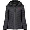 Geographical Norway CARLITI HOOD Donna - Piumino invernale spesso con cappuccio - Giacca calda impermeabile, giacca trapuntata stile urbano e comfort grande freddo, Nero , L