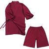 OWLONLINE Kimono Giapponese Pigiama Taglie Forti da Uomo Top a Maniche Corte e Pantaloni Pigiama da Notte Set Taglia L-Vino Rosso