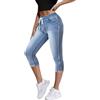 Onsoyours Pantaloni Capri per Donna Estivi Jeans a Vita Alta Eleganti 3/4 Pantaloni in Denim Jeggings Corti Jeans Capri B Blu L