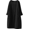 Onsoyours Abito Donna Manica Lunga Oversized Velluto a Coste Vestito Elegante Tunica Taglie Forti Midi Abiti Velluto con Tasca Nero XL