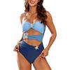 Generisch Monokini Donna Costume Intero con Stella Marina Metallo, Cut out, Spalline Regolabili