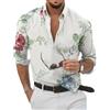 Oanviso Camicie Casual da Uomo Manica Lunga Camicia Hawaiana con Bottoni Funky Stampa Floreale Camicia Elegante Estiva Blouse Moda Camicie per Mare Spiaggia Vacanza A 08 L