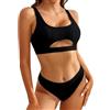 BKEPDY Costume Piscina Donna Due Pezzi Reggiseno con Fondo Pantaloncini da Bagno Vita Alta Bikini Set Sexy Mare Beachwear Swimwear