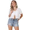 Allegra K Cardigan all'Uncinetto Estivo da Donna con Allacciatura sul Davanti Maniche Corte e Traforate