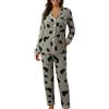 Jabidoos Set Pigiama Donna Cotone Leggero - Pigiami Invernali Donna Manica Lunga Caldo Pigiami Aperto Davanti Elegante Pigiama con Bottoni Invernale Taglie Forti