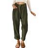 Onsoyours Donna Pantaloni Larghi Cotone Pantalone Vita Alta Elasticizzati Harem Pantaloni di Velluto a Coste in Tinta Unita da Donna Pantaloni Moda con Tasche ArmyGreen XL
