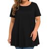 Gosunny Donna Taglie Grandi Tshirt Oversize Estate Top Girocollo Maniche Corte Camicetta Plus Size Comode Parti Superiori, Nero , 4XL