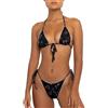 Aretas Bikini da donna, due pezzi, allacciatura al collo, triangolare, sexy, perizoma, costume da bagno con lacci laterali, S