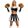 pvucpot Costume Cheerleader Donna Cheerleader Costume Donna Vestito Cheerleader Donna Costume Da Cheerleader Con Pompoms Calze Vestito Carnevale Donna
