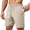 HEOAARG Costumi da Bagno Uomo Leggeri Pantaloncini da Bagno Asciugatura Rapida Costume Uomo Mare Traspirante Bermuda Shorts con Tasche con Cerniera E Coulisse Elastiche，Cachi，L
