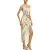 Generic Abito da donna anni 20 Gatsby 1920 Verde Oro Abito con frange da donna Abito da ballo Flapper Dress Charleston corto Costume da carnevale Abito con spalline Paillettes Carnevale con frange, beige., S