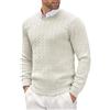 Generisch Maglione a maglia da uomo in cotone, Pullover Slim Fit Elegante Felpa Motivo a Treccia Cardigan Manica Lunga Girocollo Felpe Leggera Comoda Felpa Tempo Libero Versatile Giacca Felpa, bianco