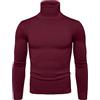 Fulidngzg Maglione Uomo Invernale Collo Alto in Cotone Pullover in Maglia Manica Lunga Maglioncino Casual Elegante Maglioni Primaverile Leggero Sottogiacca Slim Fit Taglie Forti per Case Lavoro,Bordeaux,M