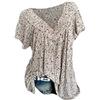 ORANDESIGNE Donna Camicia Estiva Elegante Scollo a V Maglietta Sexy Stampa Floreale Manica Corta Camicetta Taglie Forti Casual Moda Blusa Tshirt Tops A Beige XXL