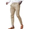 Oanviso Pantaloni Uomo Chino Slim Fit Elasticizzati Estivi Leggeri Eleganti Casual Classici Pantalone Skinny Pantaloni da Ufficio Caviglia Stretta con Tasche Cachi L