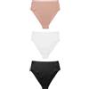 NEXT Donne Confezione da 3 Slip Comodi e sgambati a Vita Alta Che Non segnano Nero/Bianco/Pralina Nude 44