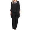 pvucpot Camicia da Donna in Chiffon a Tre Pezzi Set di Abiti da Sera in Tulle Set di Pantaloni da Festa per Cocktail Set Elegante Abito Vintage a Tre Pezzi