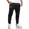 KUNJLELP Pantaloni Chino Uomo da Lavoro Pantaloni Casual Leggeri Jogging Pantalon Elastico in Vita con Tasche,Nero,L