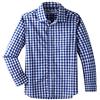 DDILKE - Camicia scolastica per ragazzi a maniche lunghe, uniforme a quadri, in popeline, con bottoni, vestibilità regolare, 9-10 Anni