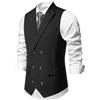 RUMAOZIA Gilet da uomo doppiopetto con scollo a V, per business, feste, matrimoni, con tasche per abito o smoking vintage, doppio petto con risvolto a bottone, smoking, Nero , XL