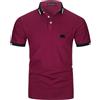KUNJLELP Polo da Uomo con Tasca T Shirt Manica Corta M-3XL Chic Colletto a Quadri Maglietta Uniformi,B-Rosso,XL,B-Rosso,XL