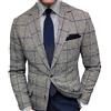 Onsoyours Giacca Blazer Uomo A Quadri Abito Giacche Vintage Plaid con Button Elegante Suit Cappotto Casual Affari Formale Cena Blazer F Grigio L