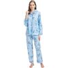 Amaxer Pigiama da Donna in Due Pezzi Set Pigiama in Cotone Set da Notte da Notte a Maniche Lunghe Tuta da Notte e Pantaloni del Pigiama Set da Salotto,Grande Fiore Blu,XL