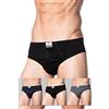 marcLuis - Slip Realizzato in soffice Cotone Mercerizzato a Vita Alta, Confezione da 6 Pezzi, Colore: Assortito Colorato (2Blu, 2Nero, 2Grigio), Taglia : XXL