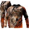 hiegi Wolf 3D - Tuta sportiva da uomo, con cappuccio