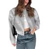 Shuanghao Giacca Corta da Donna College Felpa Baseball in Stile Retrò Classics Autunno-Inverno Casual Moda Unique Giacca a Vento Leggera Giubbotto Bomber da Donna con Polsini a Coste