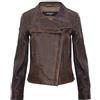 Infinity Leather Giacca in Pelle da Donna Marrone Giacca in Vera Pelle con Scialle Stile Biker Classico L