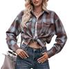 seiveini Camicia a Quadri Donna Bluse Camicetta Flanella A Marrone S